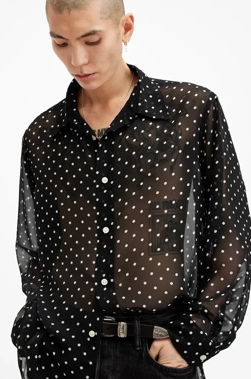 Рубашка AllSaints SANGHA мужская цвет чёрный relaxed классический воротник M105SB Рубашка AllSaints SANGHA мужская цвет чёрный relaxed классический воротник M105SB