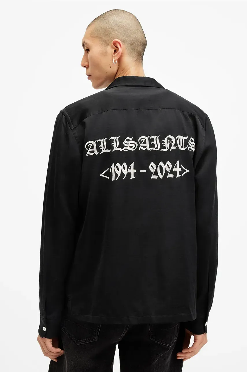 Рубашка AllSaints TROYA мужская цвет чёрный relaxed M106SB Рубашка AllSaints TROYA мужская цвет чёрный relaxed M106SB