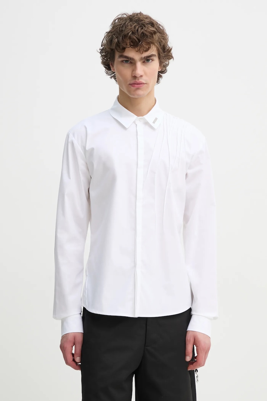 Heliot Emil camasa din bumbac barbati, culoarea alb, cu guler clasic, regular, PRESS25_M_05_061_WHT02