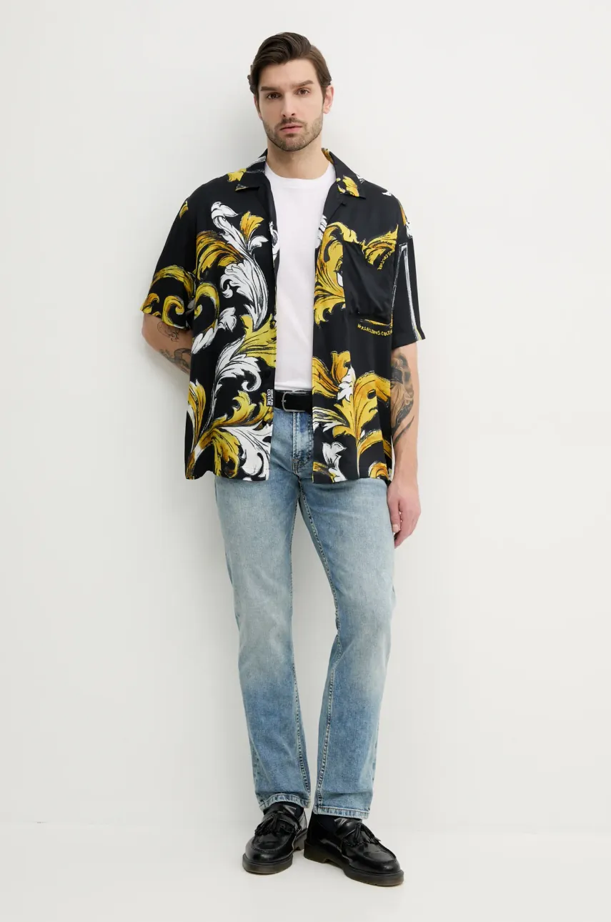 Рубашка Versace Jeans Couture мужская цвет чёрный relaxed воротник button-down 78GAL2B0 NS632 Рубашка Versace Jeans Couture мужская цвет чёрный relaxed воротник button-down 78GAL2B0 NS632