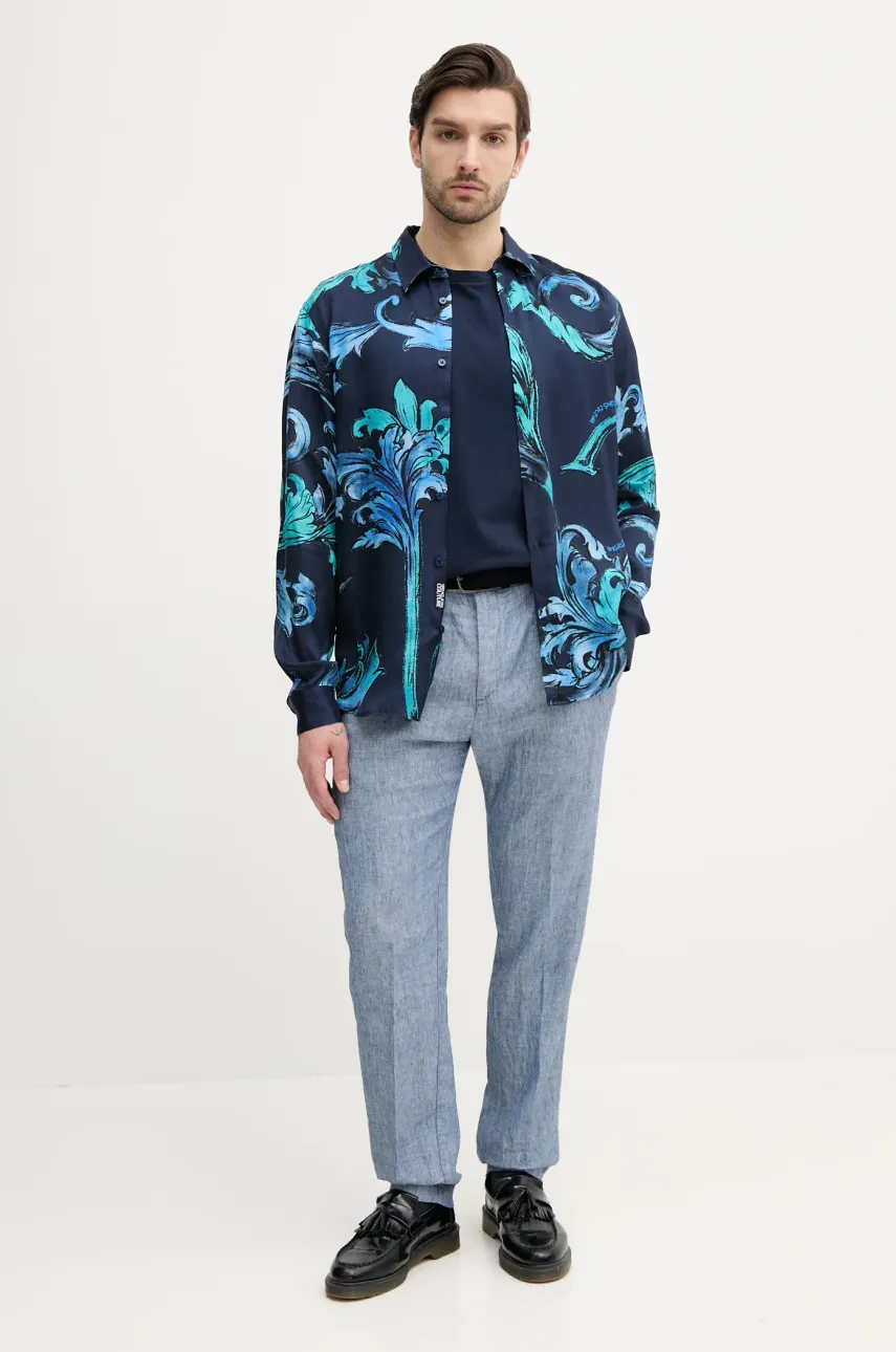 Рубашка Versace Jeans Couture мужская цвет синий relaxed классический воротник 78GAL2R0 NS632 Рубашка Versace Jeans Couture мужская цвет синий relaxed классический воротник 78GAL2R0 NS632