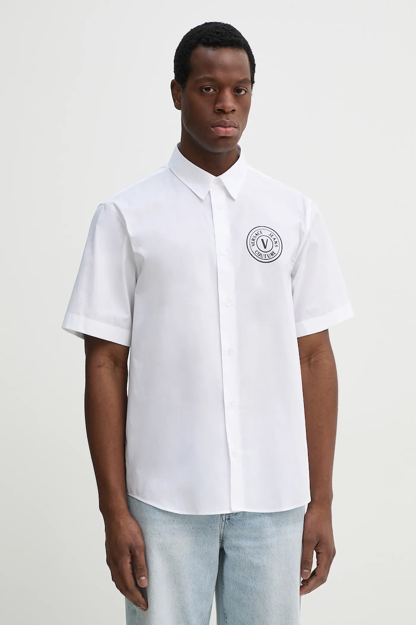 Versace Jeans Couture camasa din bumbac barbati, culoarea alb, cu guler clasic, regular, 78GALY11 CN002 Versace Jeans Couture camasa din bumbac barbati, culoarea alb, cu guler clasic, regular, 78GALY11 CN002