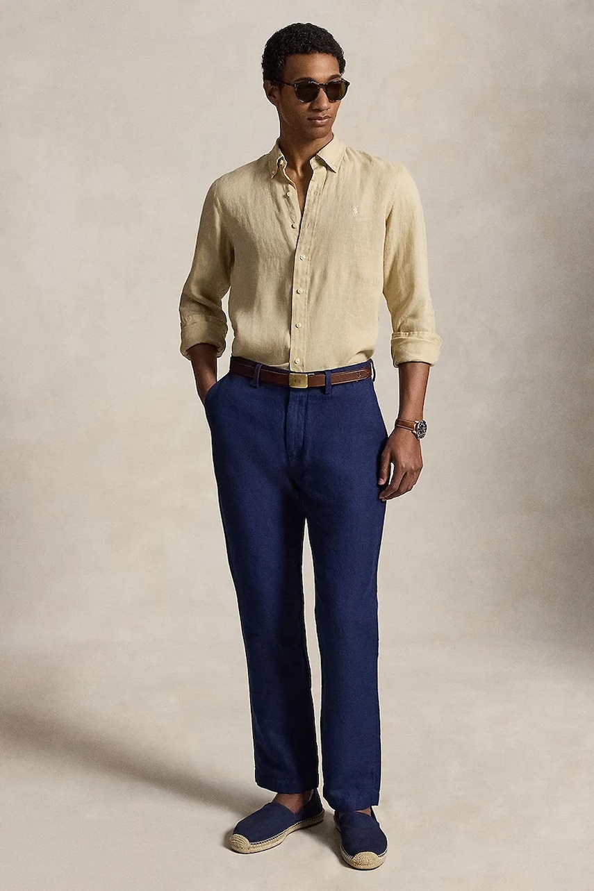 Polo Ralph Lauren košeľa pánska ľanová Long Sleeve Sport Shirt