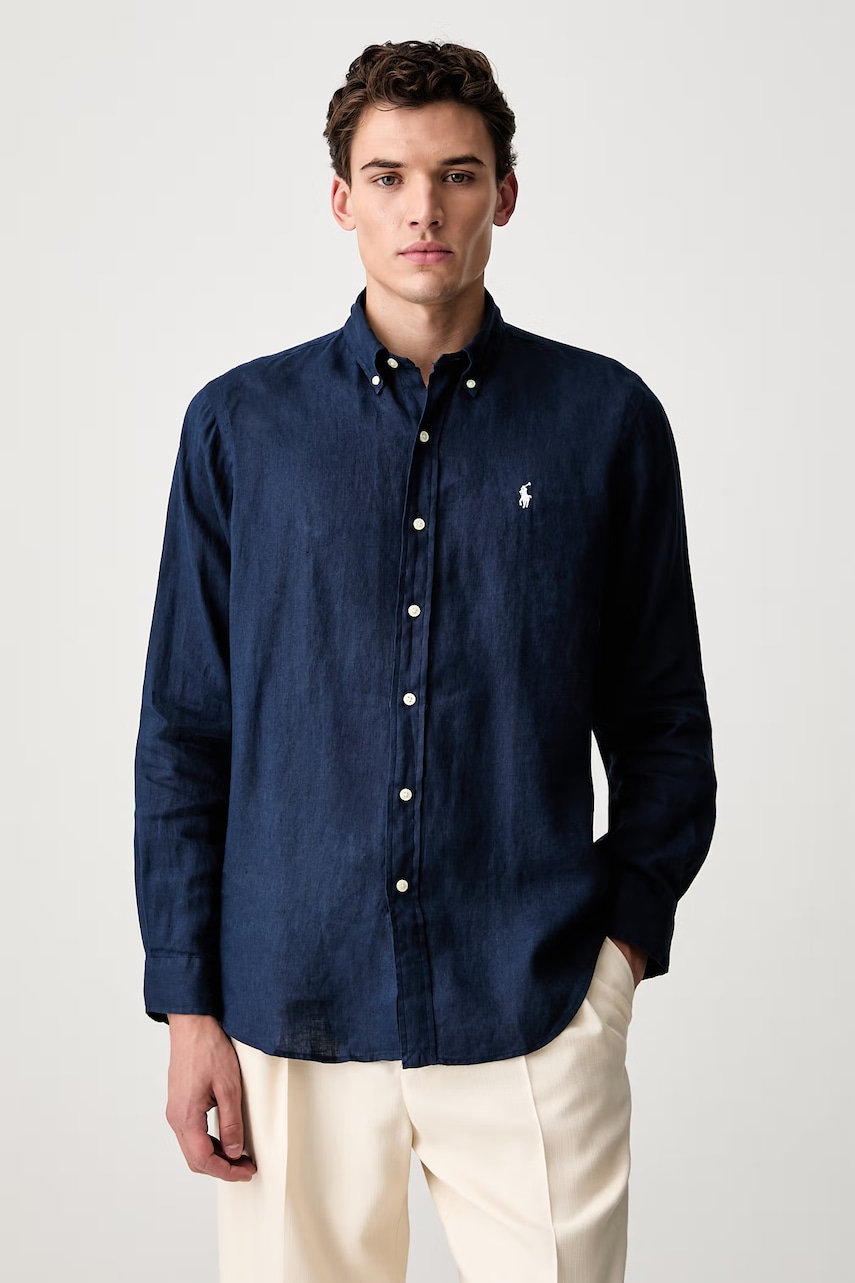 Polo Ralph Lauren cămașă pentru bărbați din in Long Sleeve Sport Shirt