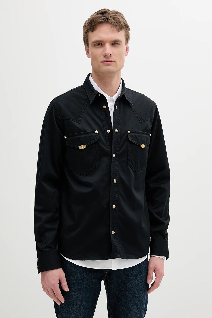 Versace Jeans Couture cămașă din bumbac culoarea negru, regular, 78GAL250 CDWRB