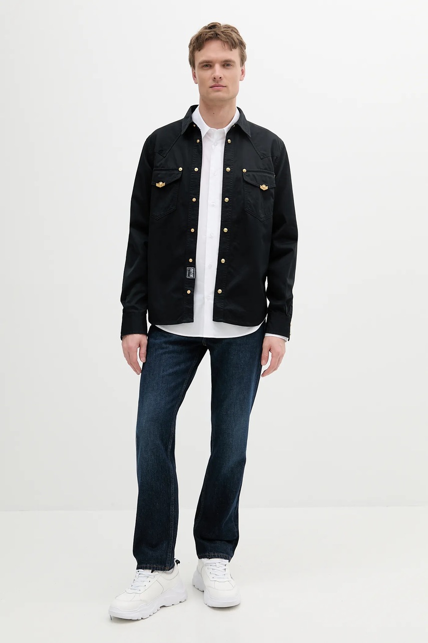 Хлопковая рубашка Versace Jeans Couture цвет чёрный regular 78GAL250 CDWRB