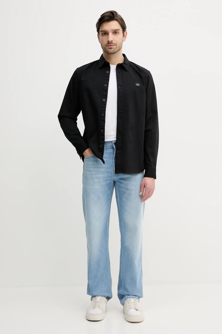 Рубашка Calvin Klein Jeans мужская цвет чёрный regular классический воротник J30J327585 Рубашка Calvin Klein Jeans мужская цвет чёрный regular классический воротник J30J327585