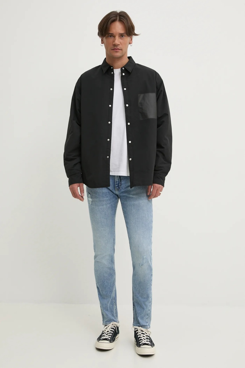 Μπουφάν PURPLE BRAND SNAP FRONT SHIRT JACKET χρώμα: μαύρο, M3078-CNBB125 φωτογραφία
