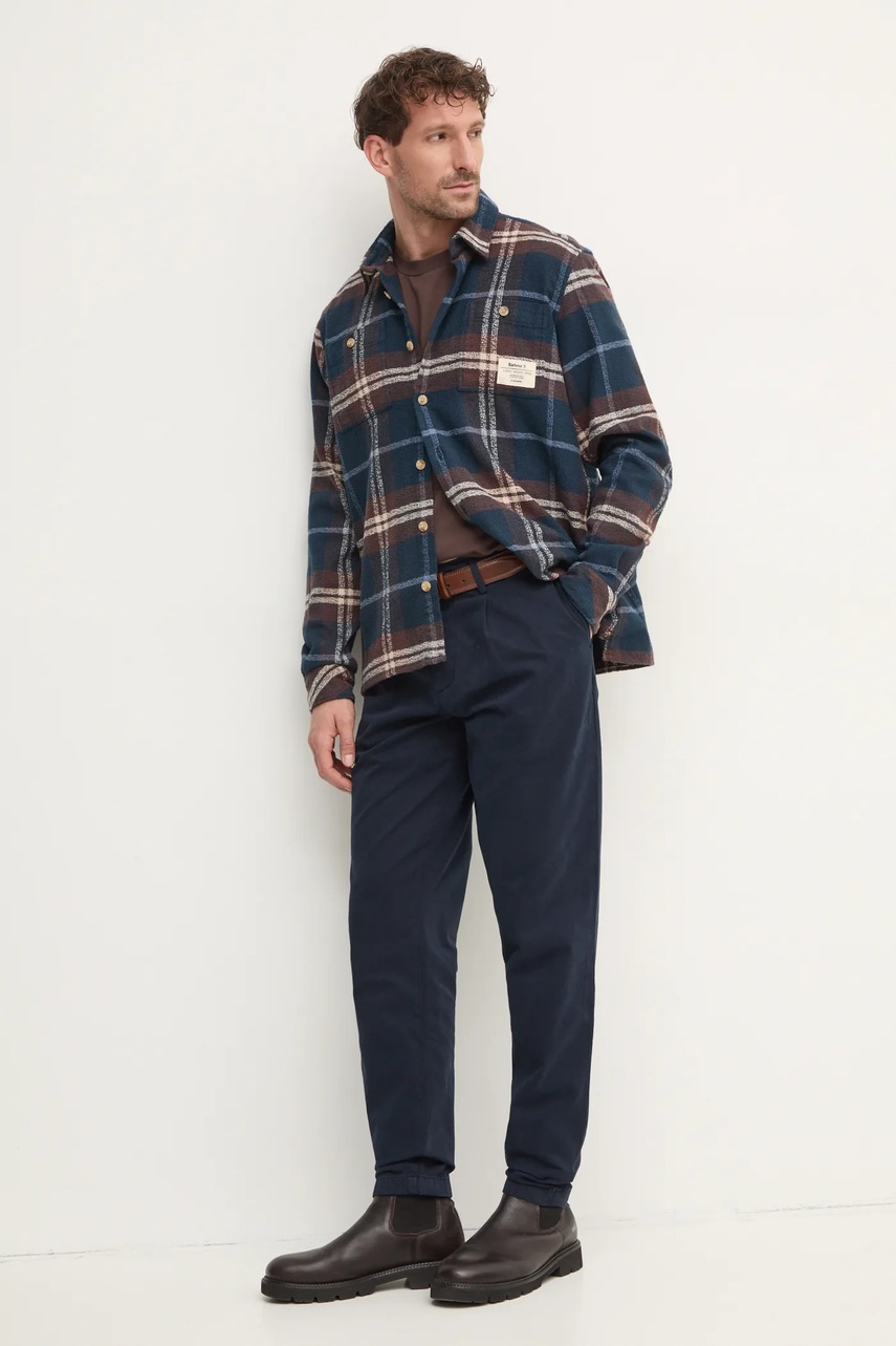 Бавовняна сорочка Barbour чоловіча колір синій regular класичний комір MSH5547NY91 