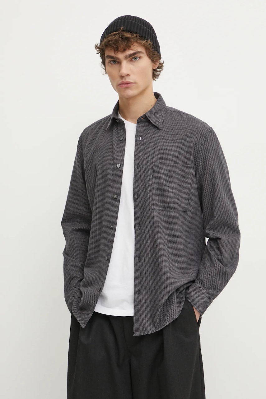 Marc O'Polo camasa din bumbac barbati, culoarea gri, cu guler clasic, regular, 431732242090 Marc O'Polo camasa din bumbac barbati, culoarea gri, cu guler clasic, regular, 431732242090