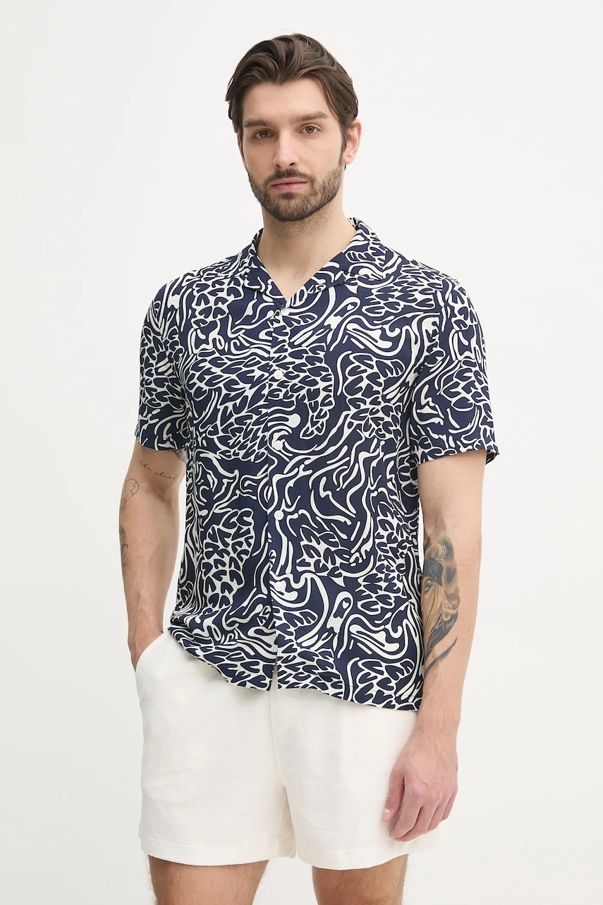 Lindbergh cămașă bărbați, culoarea bleumarin, relaxed, 30-203717 Lindbergh cămașă bărbați, culoarea bleumarin, relaxed, 30-203717