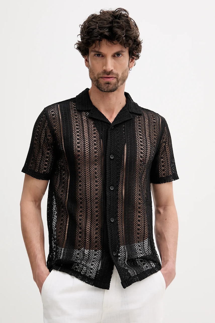 Lindbergh cămașă culoarea negru, regular, 30-203727