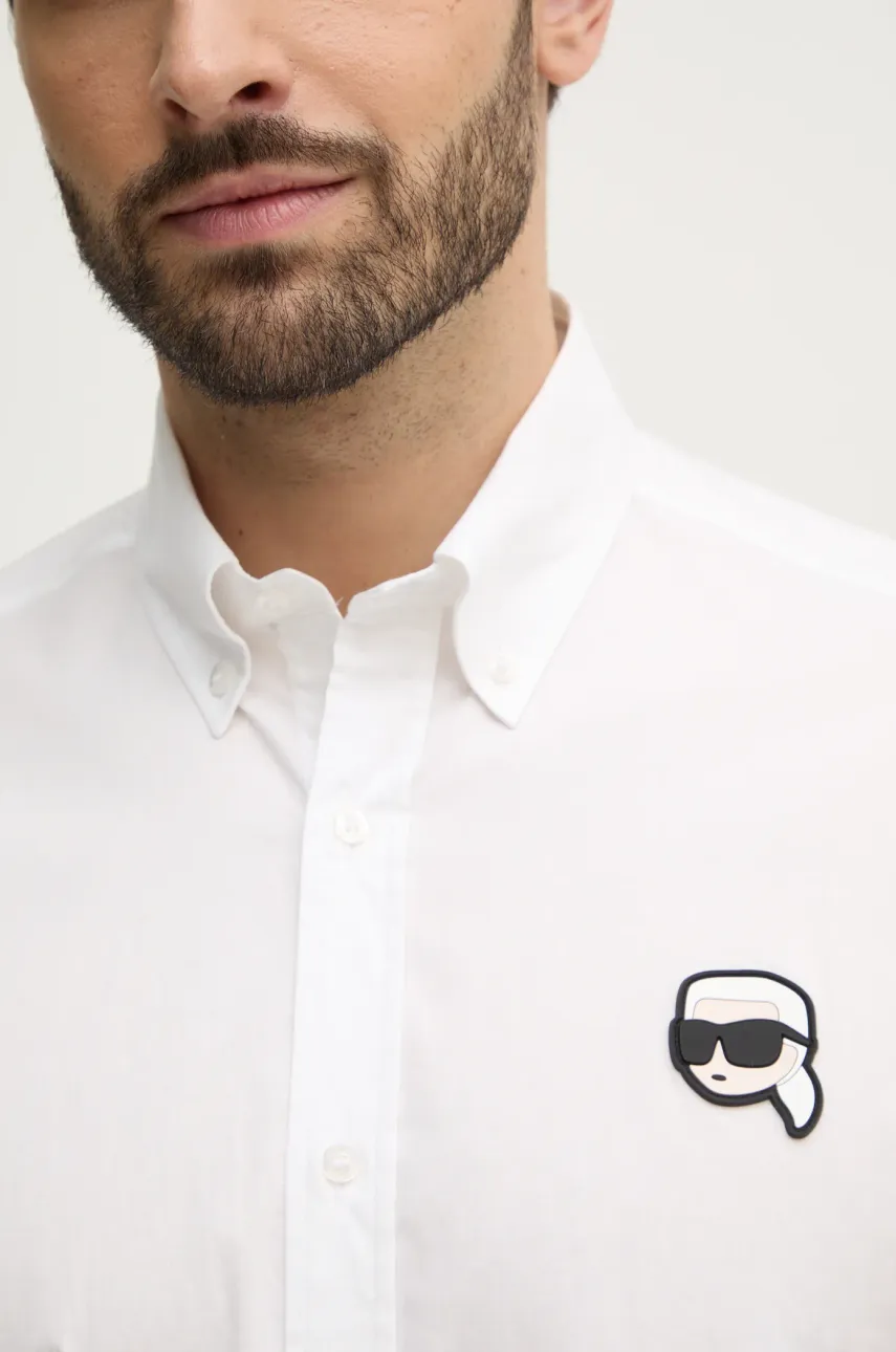 Рубашка Karl Lagerfeld мужская цвет белый regular воротник button-down Рубашка Karl Lagerfeld мужская цвет белый regular воротник button-down