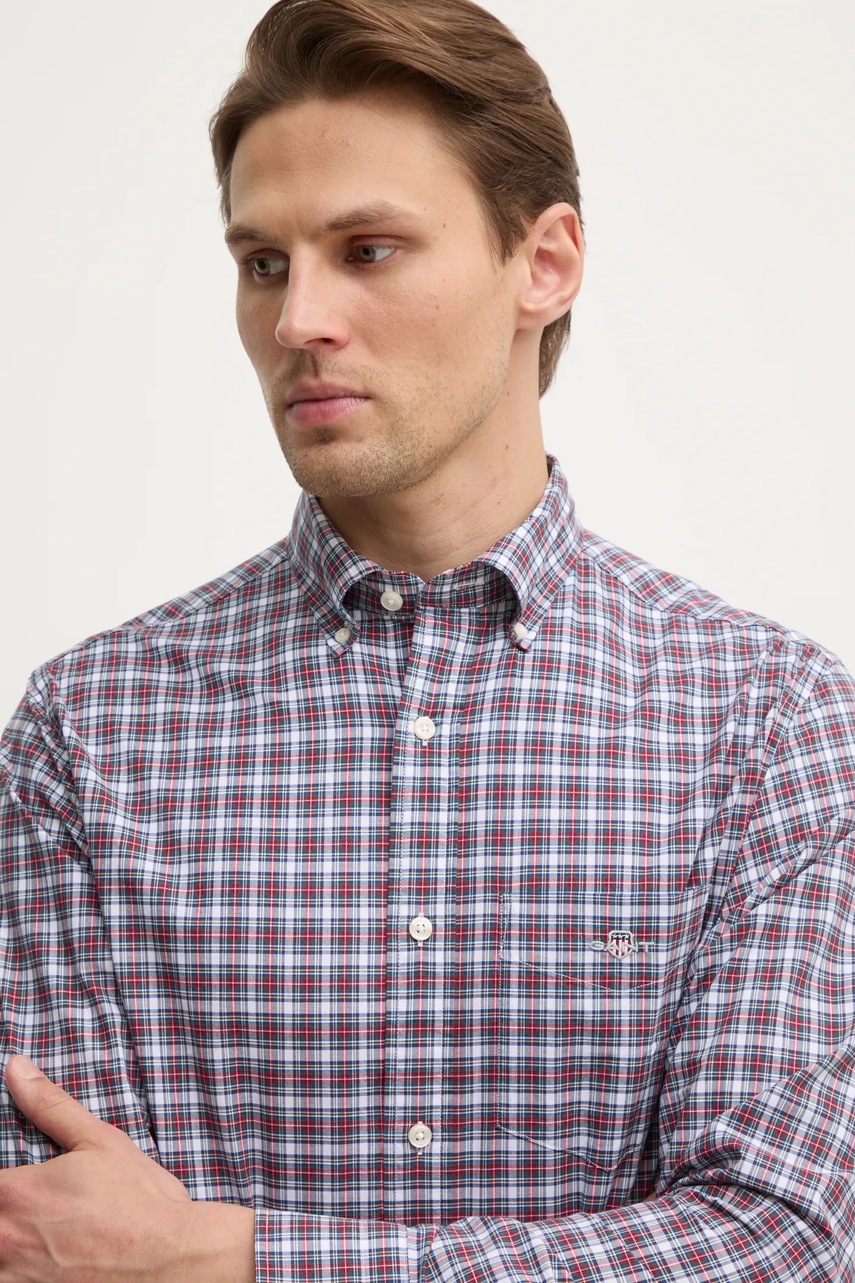 Βαμβακερό πουκάμισο Gant ανδρικό, χρώμα: μπορντό, 3250002 φωτογραφία