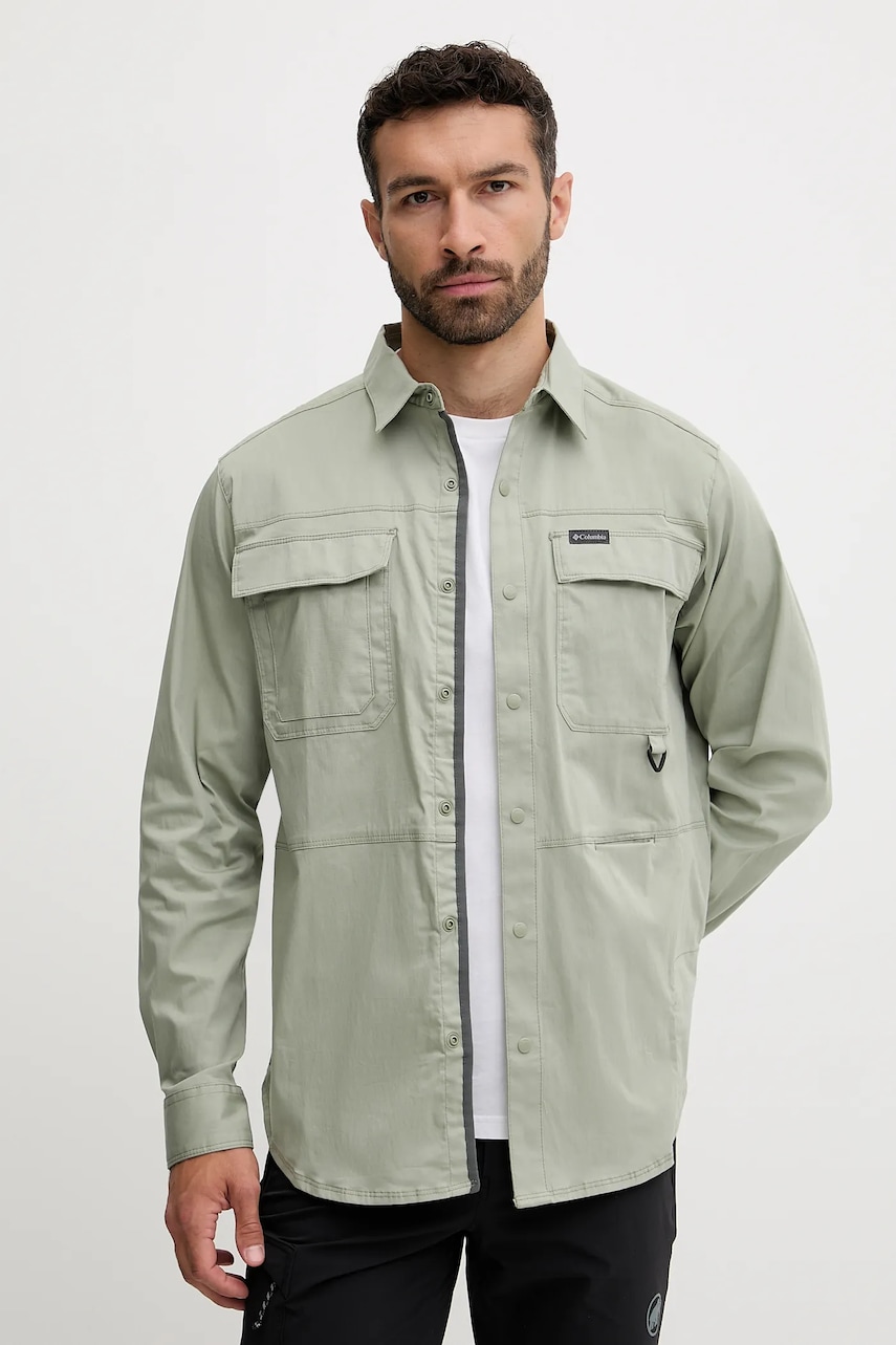 Columbia camasa Landroamer Twill barbati, culoarea verde, cu guler clasic, regular, 2120581
