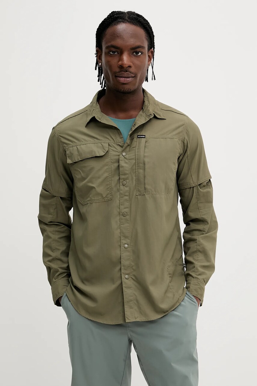 Columbia camasa Skien Valley culoarea verde, cu guler clasic, regular, 2123325
