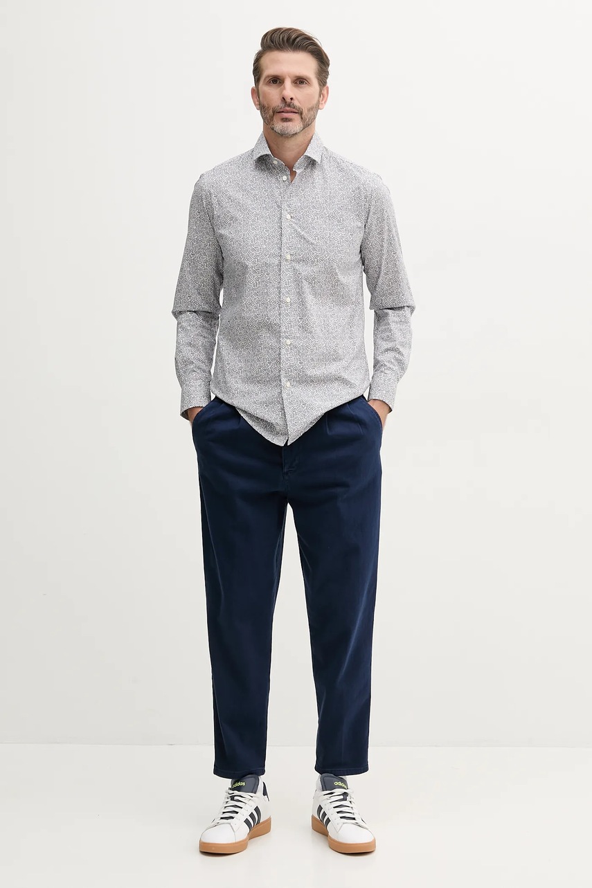 Хлопковая рубашка United Colors of Benetton цвет белый slim итальянский воротник 56UAUQ05W