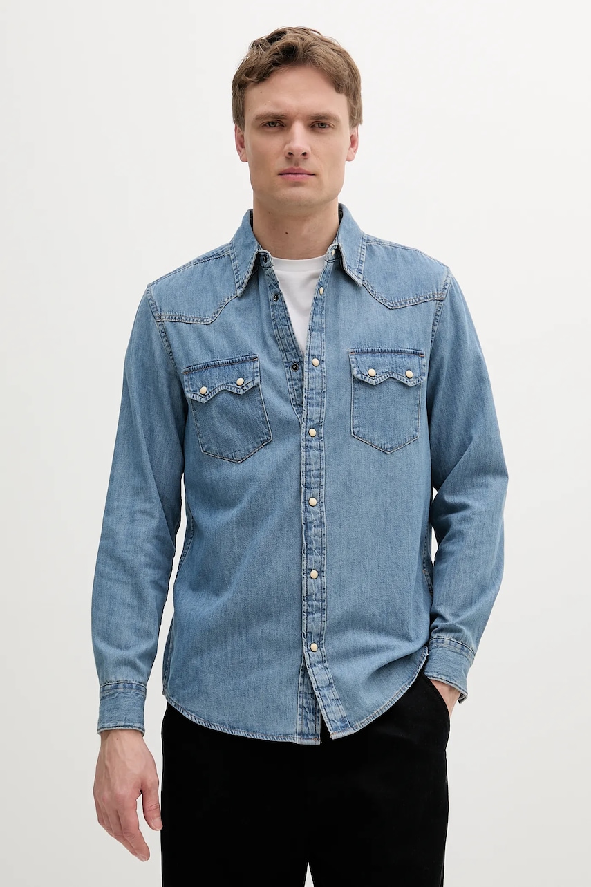 United Colors of Benetton cămașă jeans cu guler clasic, regular, 5RZKUQ03F
