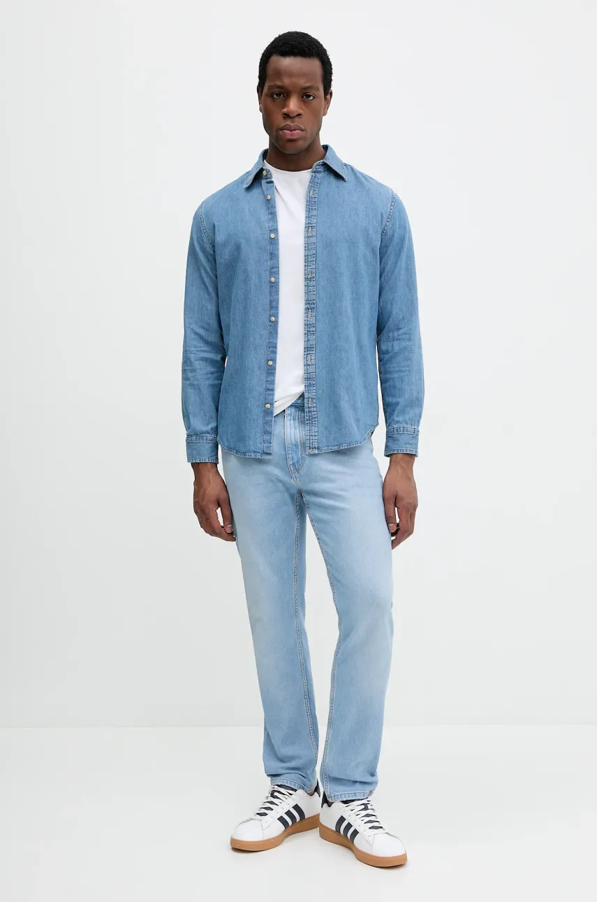 Джинсовая рубашка United Colors of Benetton мужская regular классический воротник 5RZKUQ001 Джинсовая рубашка United Colors of Benetton мужская regular классический воротник 5RZKUQ001