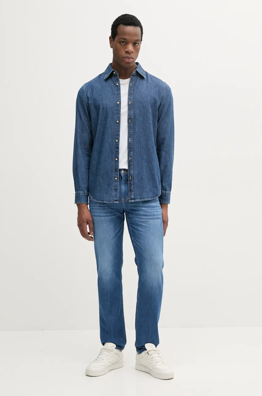 Джинсовая рубашка United Colors of Benetton мужская regular классический воротник 5RZKUQ001 Джинсовая рубашка United Colors of Benetton мужская regular классический воротник 5RZKUQ001