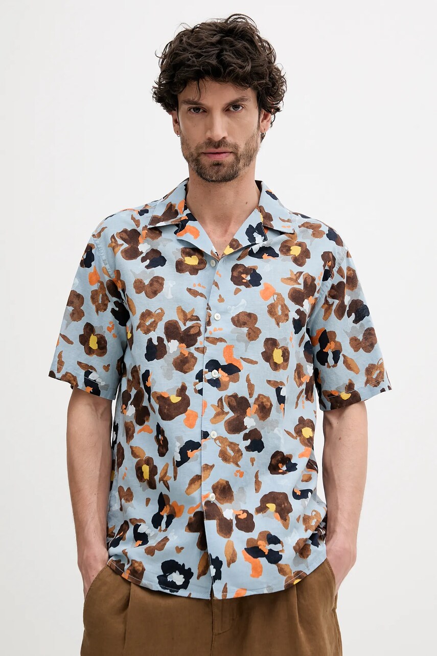 United Colors of Benetton cămașă de in relaxed, 5HPWUQ05B