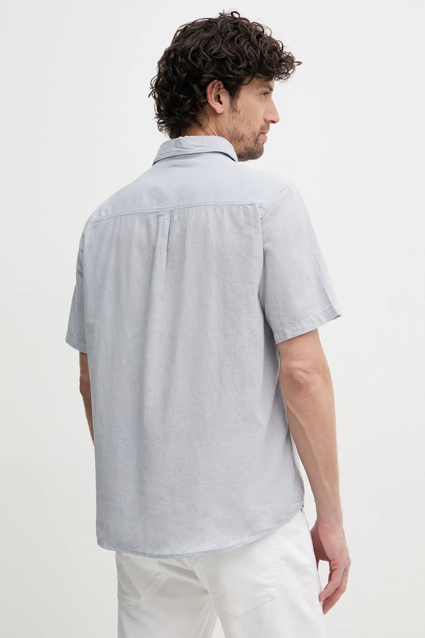 Πουκάμισο από λινό Pepe Jeans AMARO ανδρικό, χρώμα: γκρι, PM308847 φωτογραφία