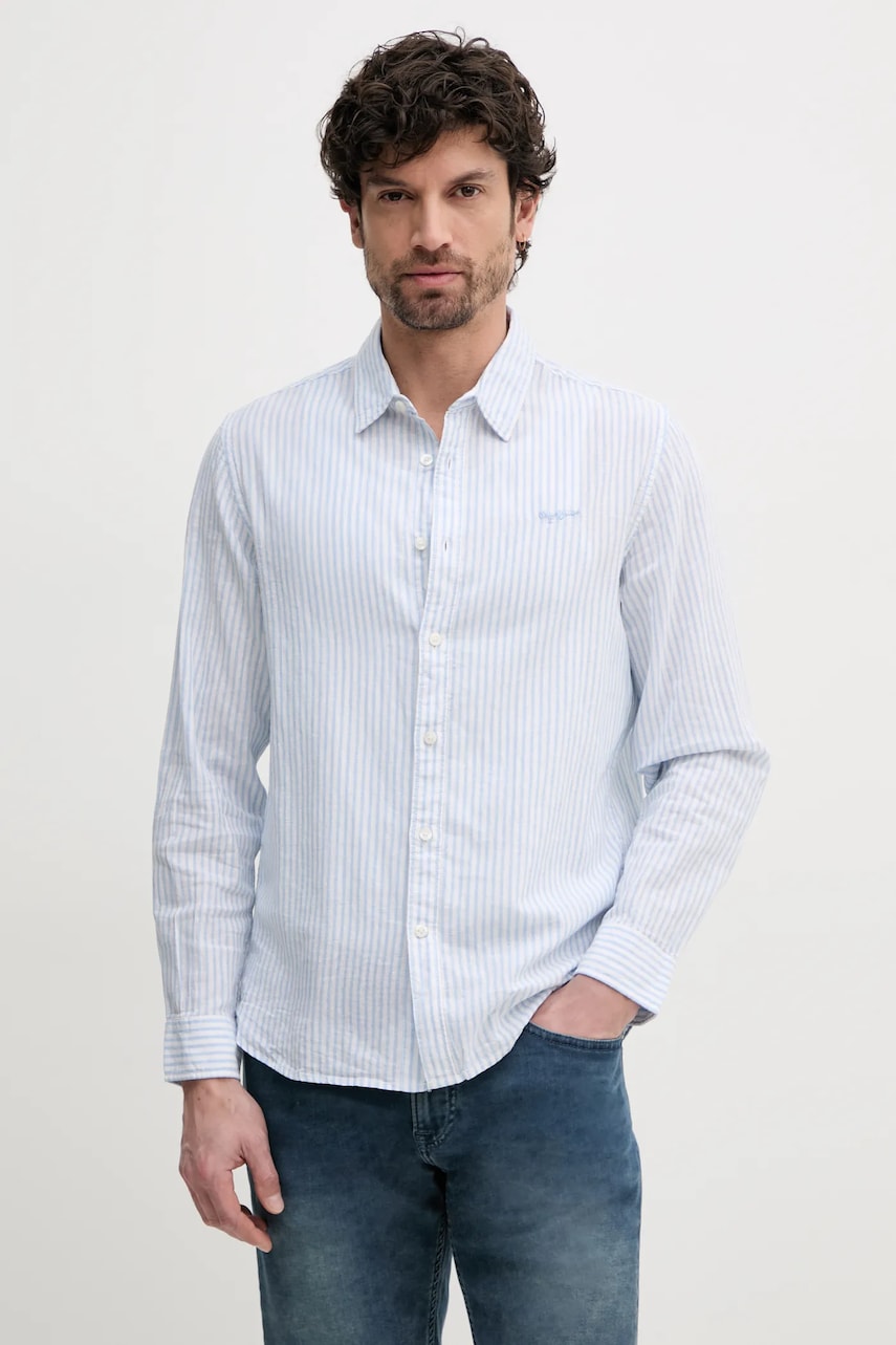Pepe Jeans camasa de in ARMANDO barbati, cu guler clasic, regular, PM309028 Pepe Jeans camasa de in ARMANDO barbati, cu guler clasic, regular, PM309028