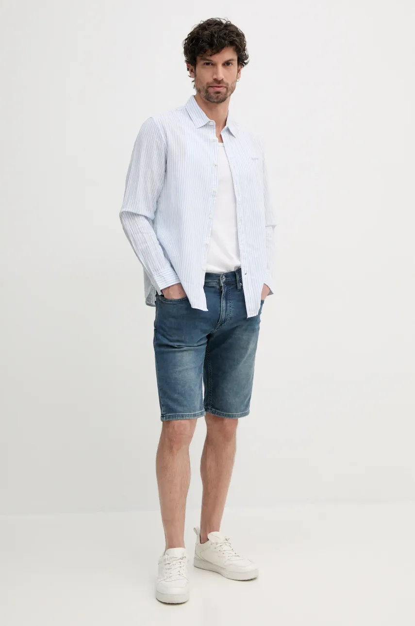 Льняная рубашка Pepe Jeans ARMANDO мужская regular классический воротник PM309028 Льняная рубашка Pepe Jeans ARMANDO мужская regular классический воротник PM309028
