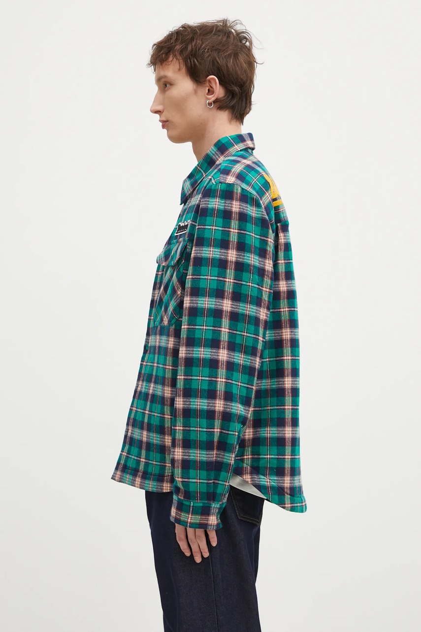 Куртка-рубашка Billionaire Boys Club Padded Check Overshirt цвет зелёный переходная oversize B24430