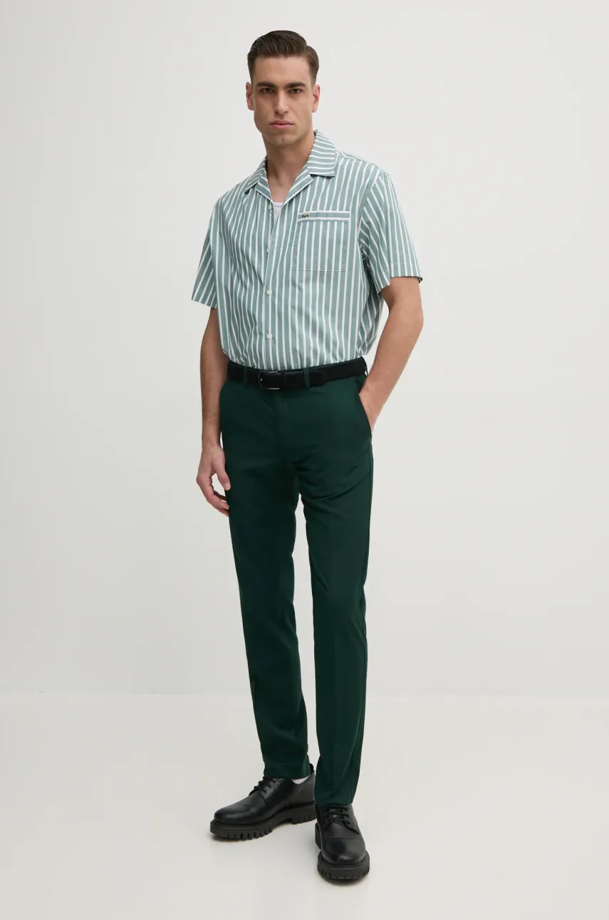 Рубашка Lacoste мужская цвет зелёный relaxed CH9083 Рубашка Lacoste мужская цвет зелёный relaxed CH9083