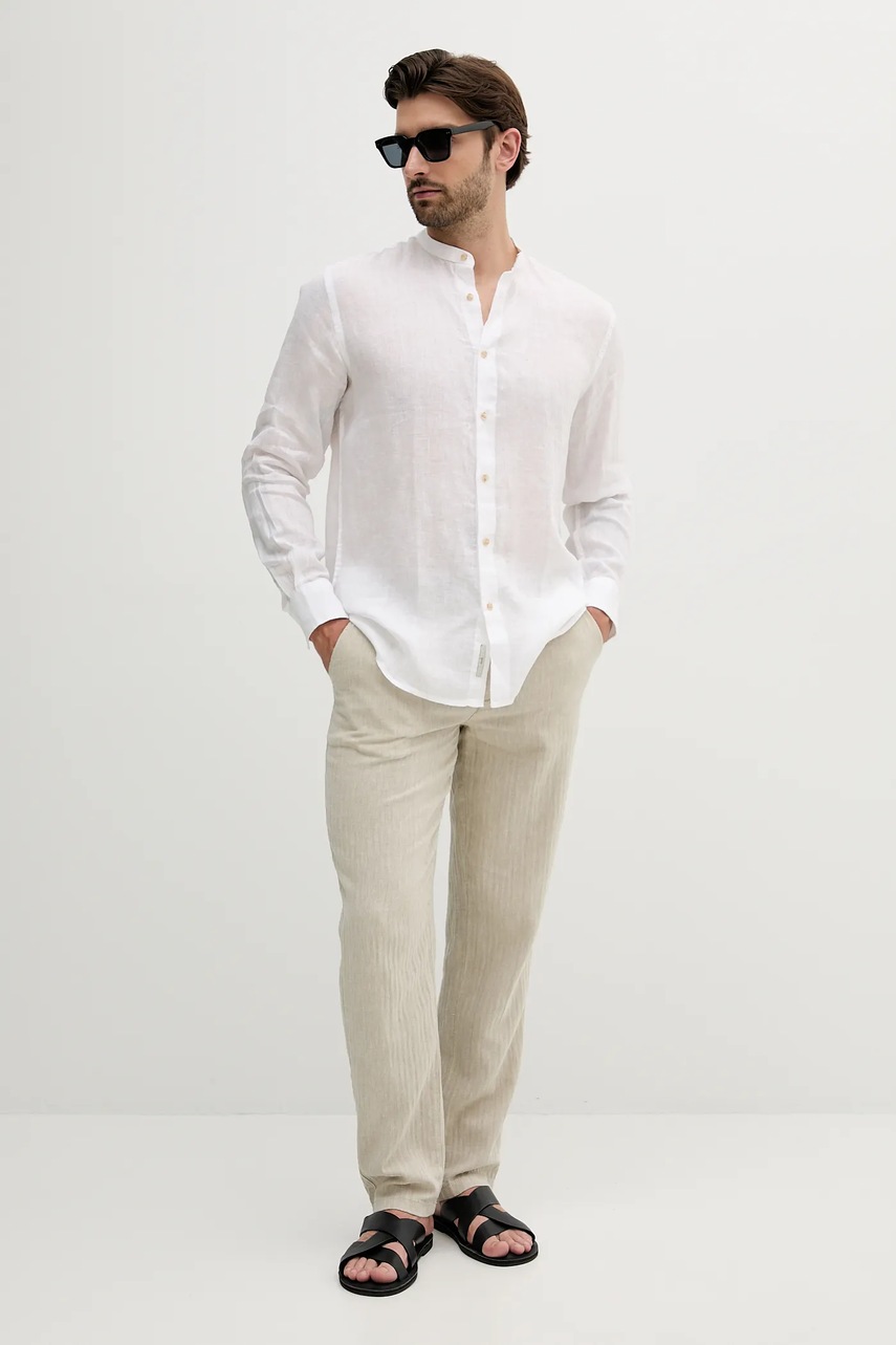 Льняная рубашка Liu Jo цвет белый regular со стойкой QA5098 T4359