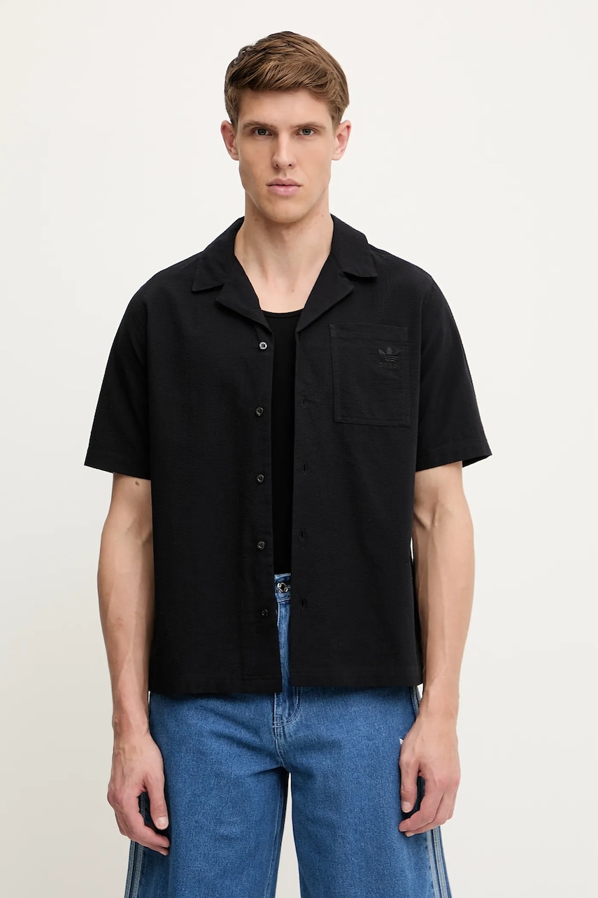 adidas Originals camasa din bumbac Essential culoarea negru, regular, JD2455