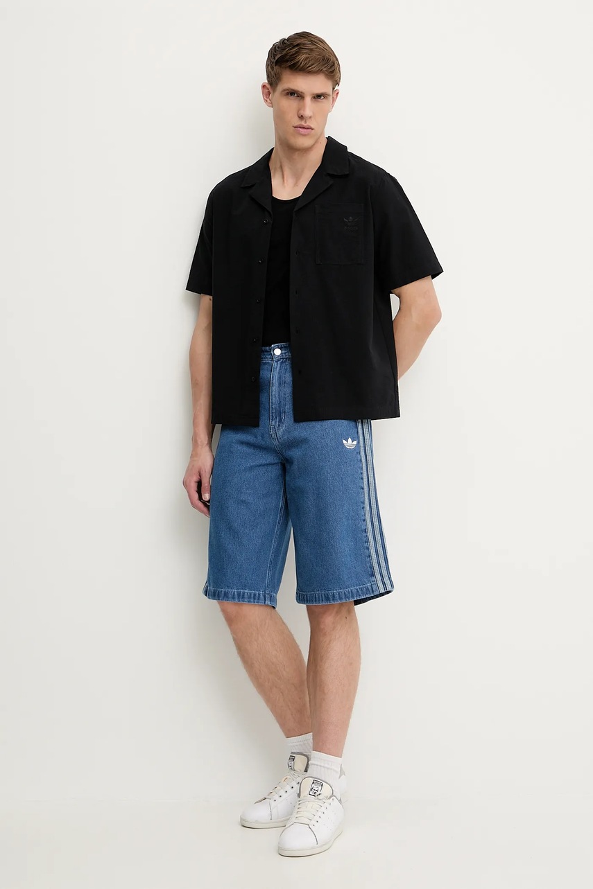 Хлопковая рубашка adidas Originals Essential цвет чёрный regular JD2455