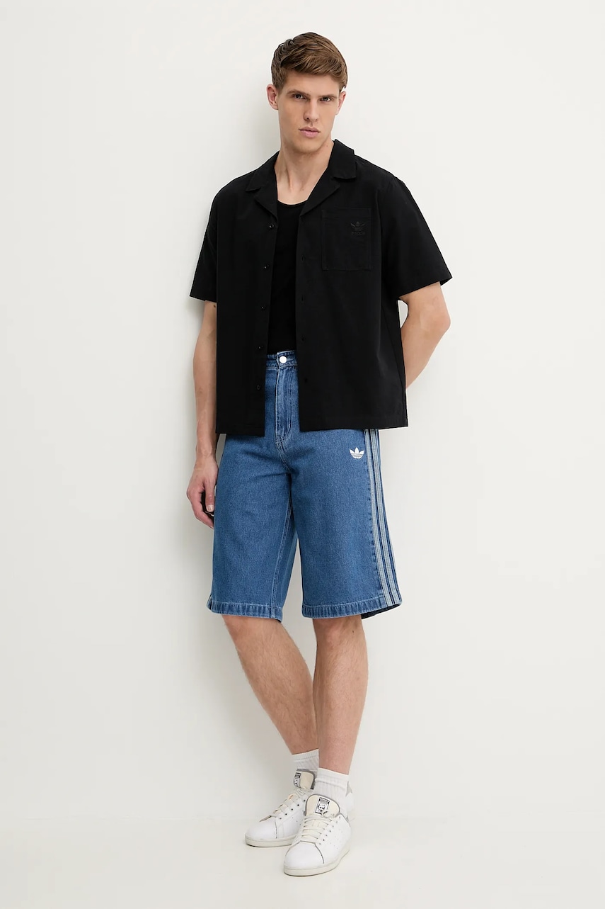Хлопковая рубашка adidas Originals Essential цвет чёрный regular JD2455 Хлопковая рубашка adidas Originals Essential цвет чёрный regular JD2455