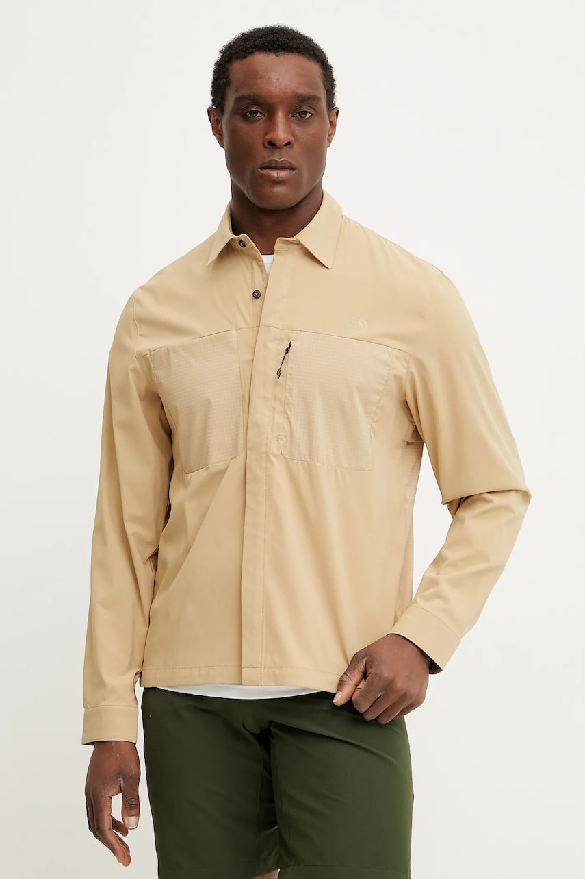The North Face camasa Lightrange barbati, culoarea verde, cu guler clasic, regular, NF0A8B53LK51 The North Face camasa Lightrange barbati, culoarea verde, cu guler clasic, regular, NF0A8B53LK51