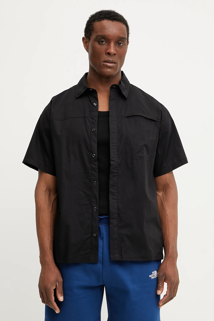 The North Face camasa din bumbac Heritage barbati, culoarea negru, cu guler clasic, relaxed, NF0A8B76JK31 The North Face camasa din bumbac Heritage barbati, culoarea negru, cu guler clasic, relaxed, NF0A8B76JK31