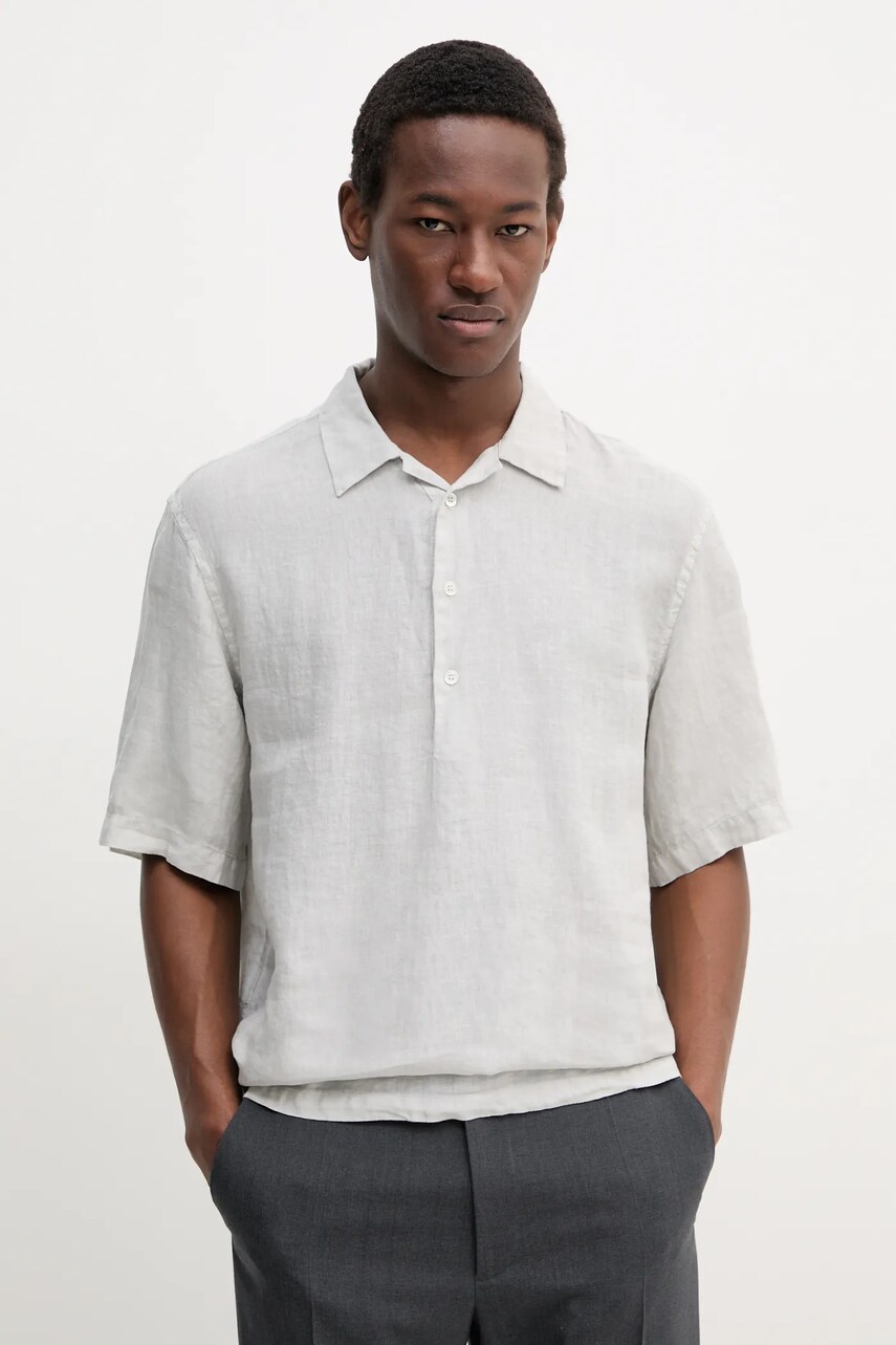 BARENA VENEZIA polo din in Camicia Mola barbati, culoarea gri, neted, CAU5072.3007