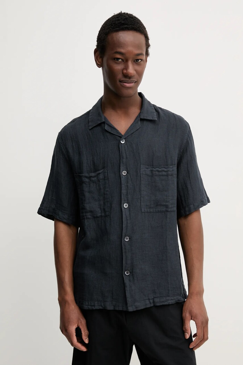 BARENA VENEZIA camasa de in Camicia Mola culoarea bleumarin, cu guler clasic, relaxed, CAU5073.3144