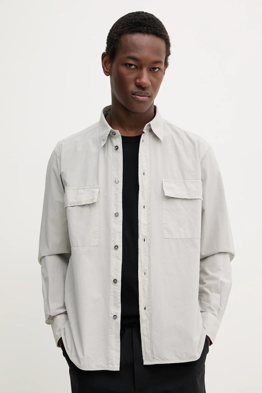 BARENA VENEZIA camasa din bumbac Camicia Mola barbati, culoarea gri, cu guler clasic, regular, CAU5075.2586