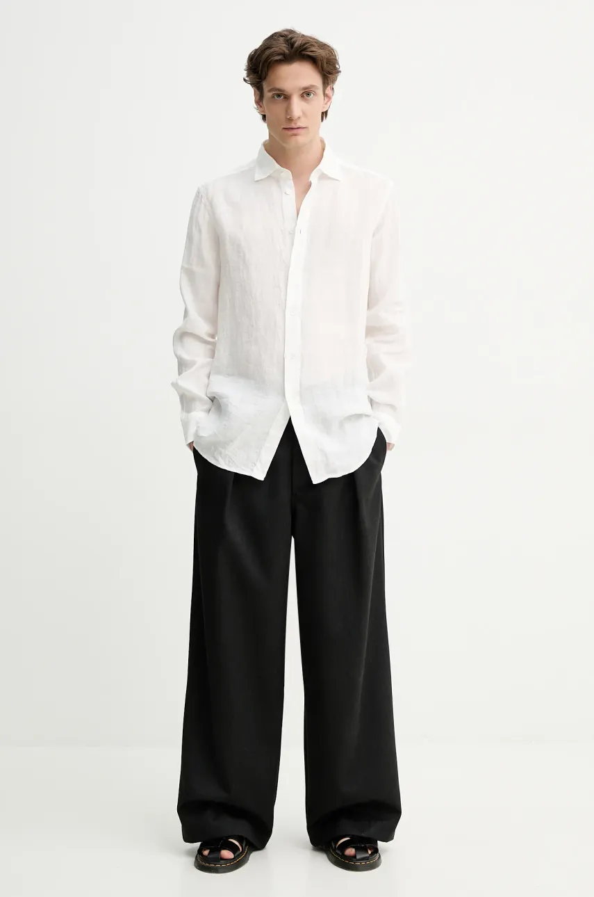 Льняная рубашка BARENA VENEZIA Camicia Mola мужская цвет белый regular классический воротник CAU5077.3007 Льняная рубашка BARENA VENEZIA Camicia Mola мужская цвет белый regular классический воротник CAU5077.3007