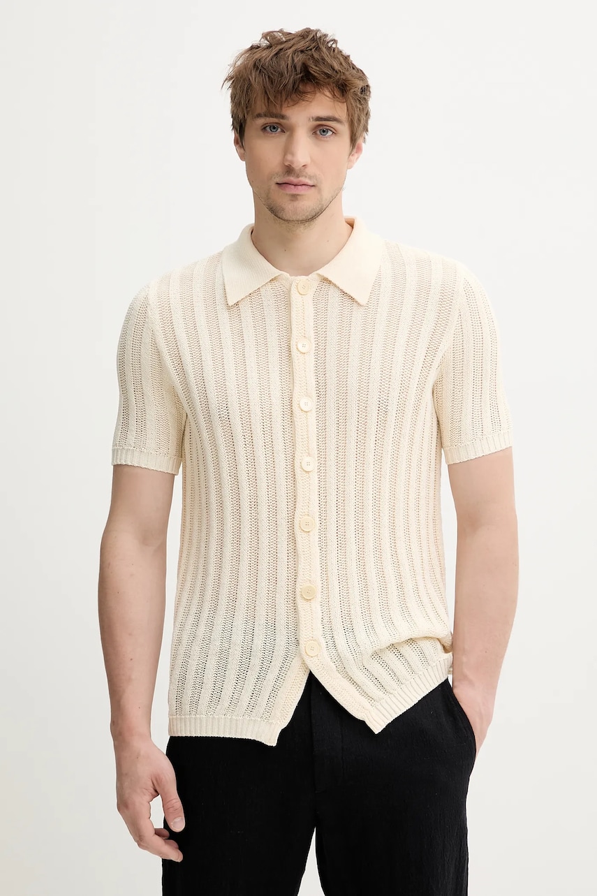 BARENA VENEZIA cămașă din bumbac Camicia Mola culoarea bej, cu guler clasic, regular, KNU5115.2741