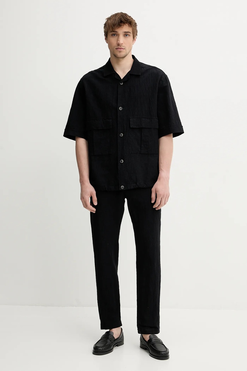 Рубашка с примесью льна BARENA VENEZIA Camicia Mola цвет синий relaxed классический воротник OSU5069.2768