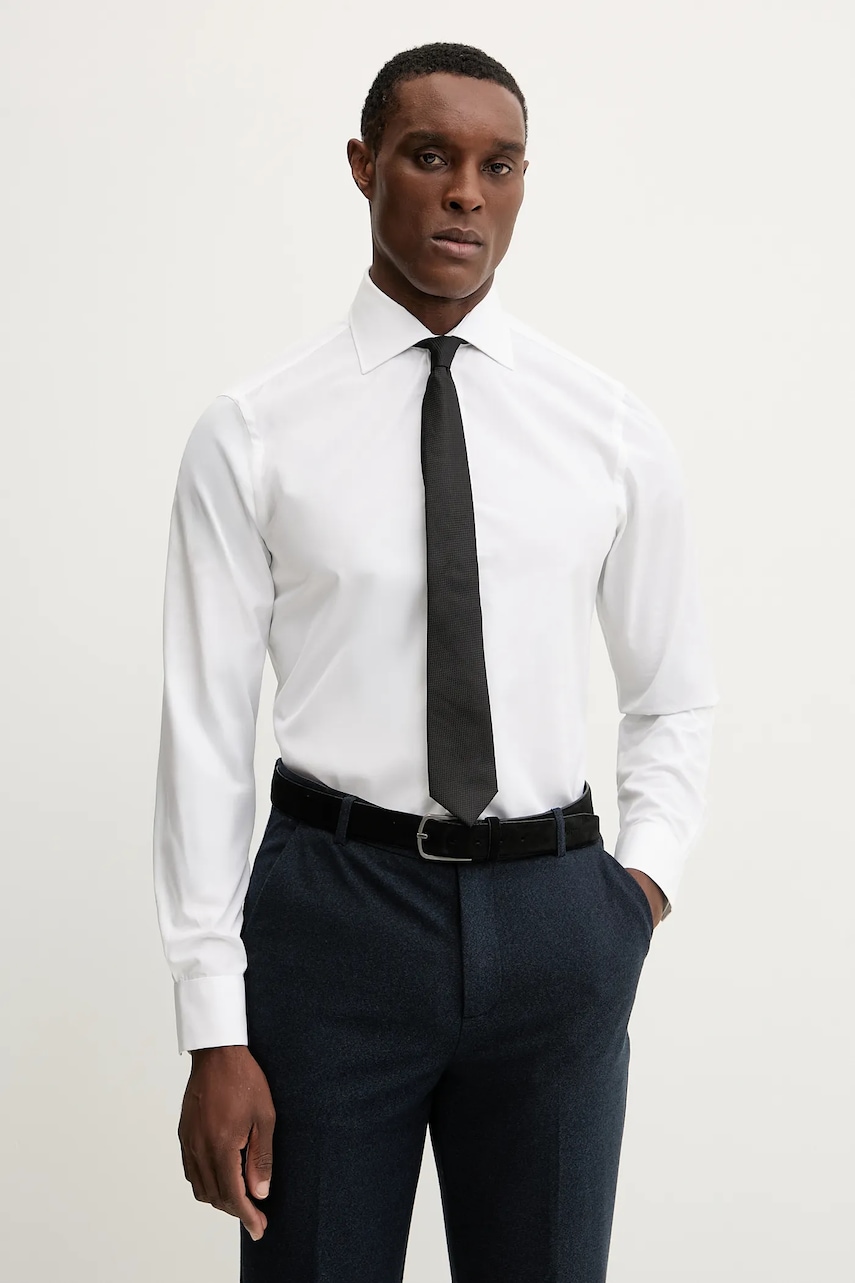 Paul Smith cămașă din bumbac bărbați, culoarea alb, cu guler clasic, slim, M1R-790Y-M00050