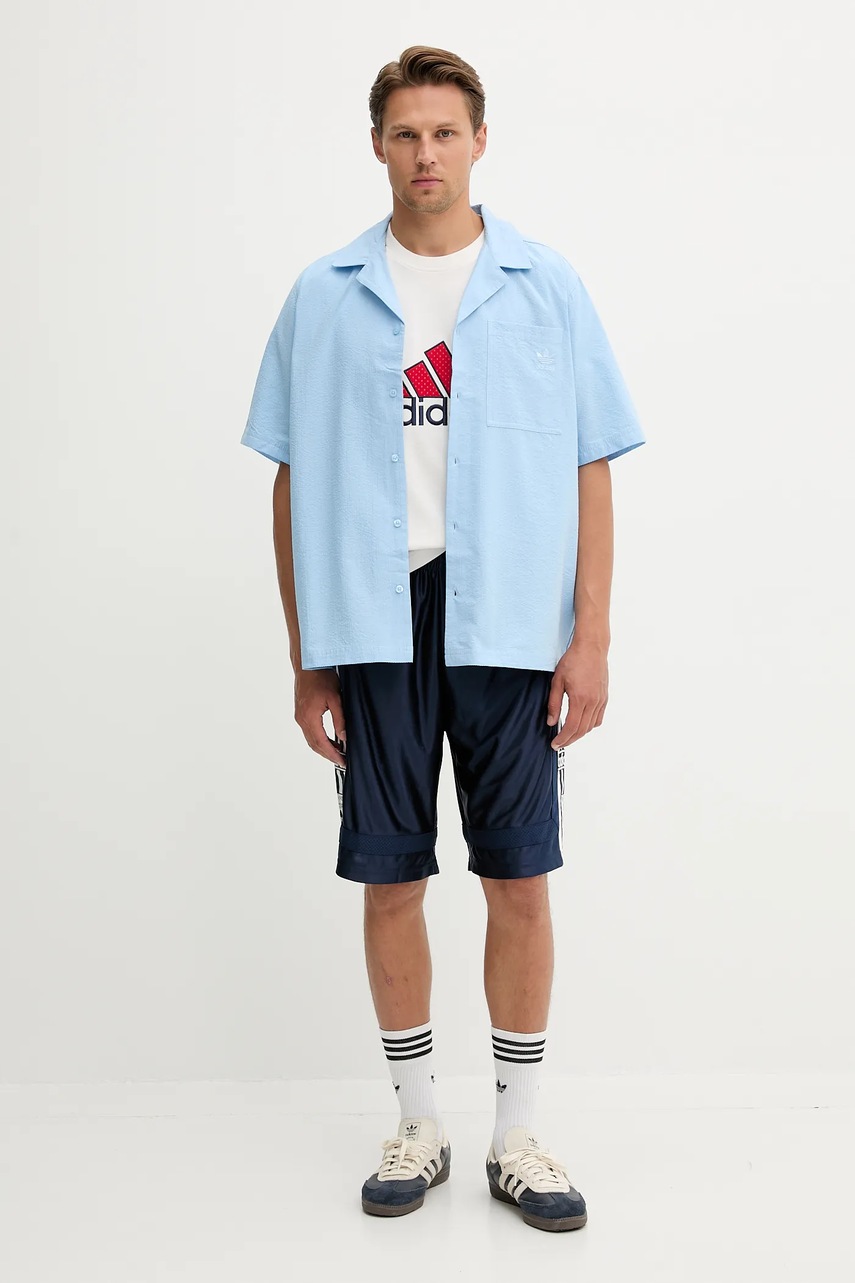 Хлопковая рубашка adidas Originals Essentials Seersucker Short Sleeve Shirt relaxed классический воротник JD2457 Хлопковая рубашка adidas Originals Essentials Seersucker Short Sleeve Shirt relaxed классический воротник JD2457