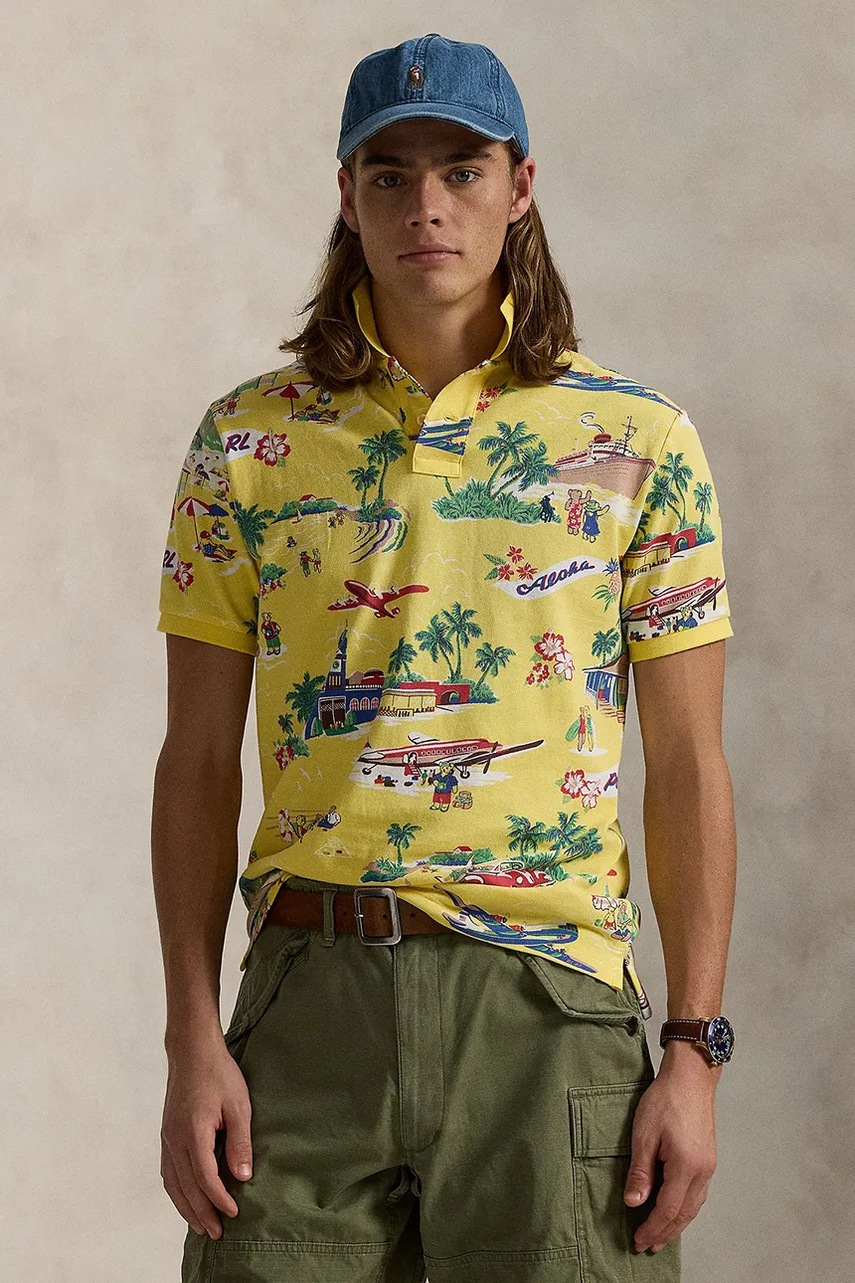 Levně Bavlněné polo tričko Polo Ralph Lauren Polo Shirt pánské, žlutá barva, 710963485