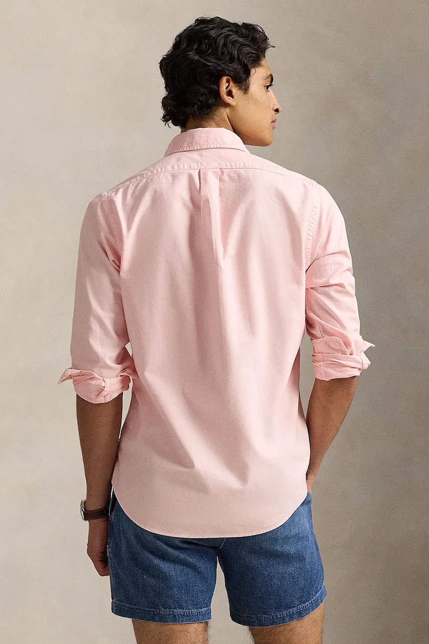 Хлопковая рубашка Polo Ralph Lauren Sport Shirt мужская цвет розовый regular классический воротник 710968913 Хлопковая рубашка Polo Ralph Lauren Sport Shirt мужская цвет розовый regular классический воротник 710968913