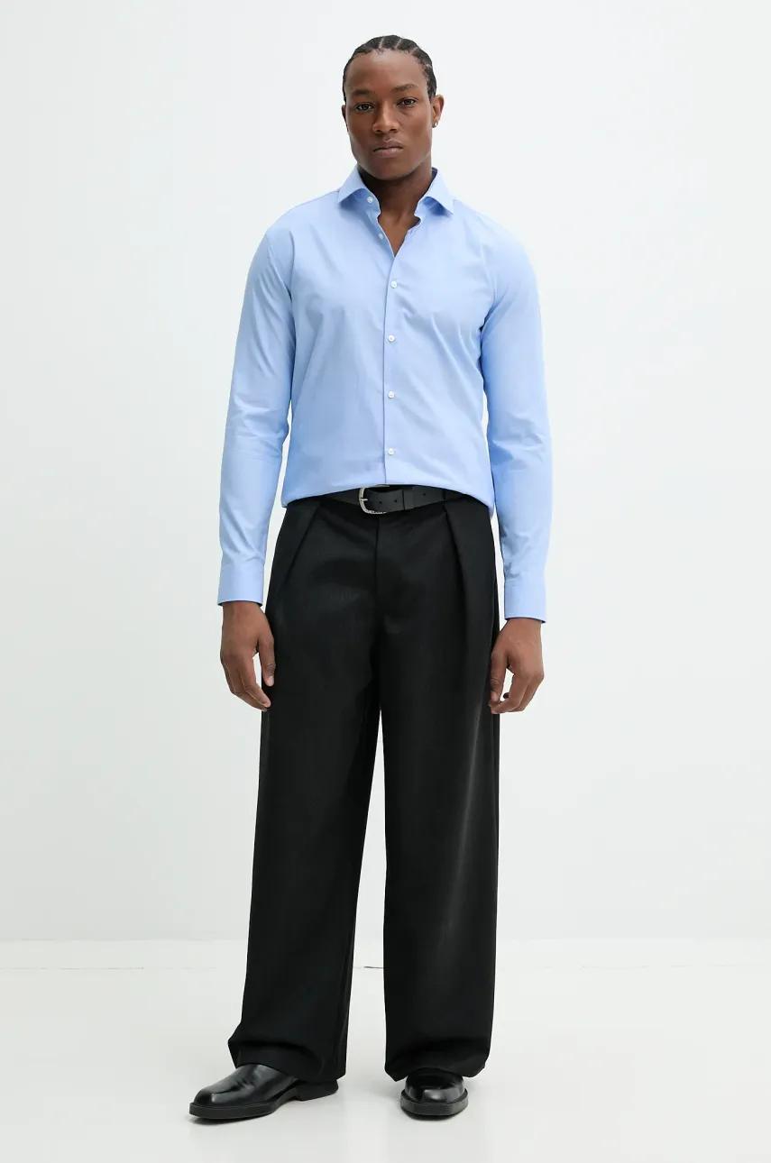 Хлопковая рубашка HUGO мужская slim итальянский воротник 50539710 Хлопковая рубашка HUGO мужская slim итальянский воротник 50539710