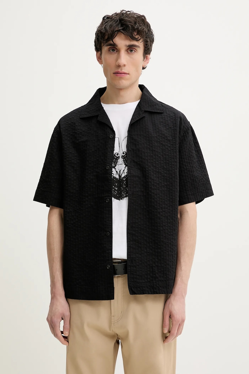 HUGO camasa din bumbac barbati, culoarea negru, regular, 50540137