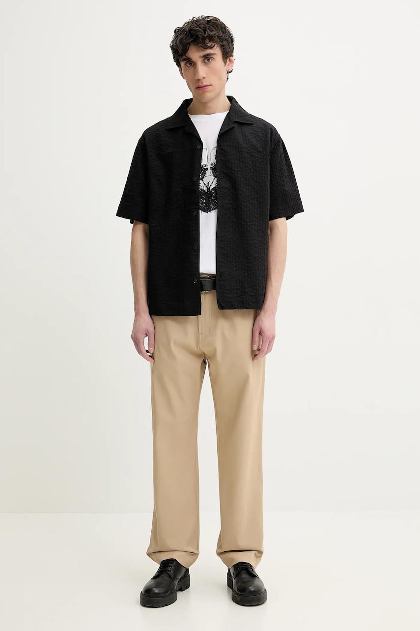 Хлопковая рубашка HUGO мужская цвет чёрный regular 50540137 Хлопковая рубашка HUGO мужская цвет чёрный regular 50540137