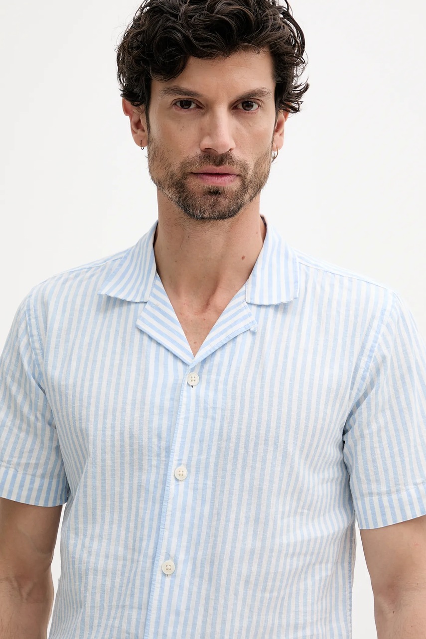 Πουκάμισο από λινό Lindbergh ανδρικό, χρώμα: μπλε, 30-203763 φωτογραφία